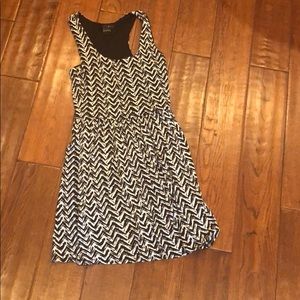 Aqua Black & White Graphic Stripe Dress